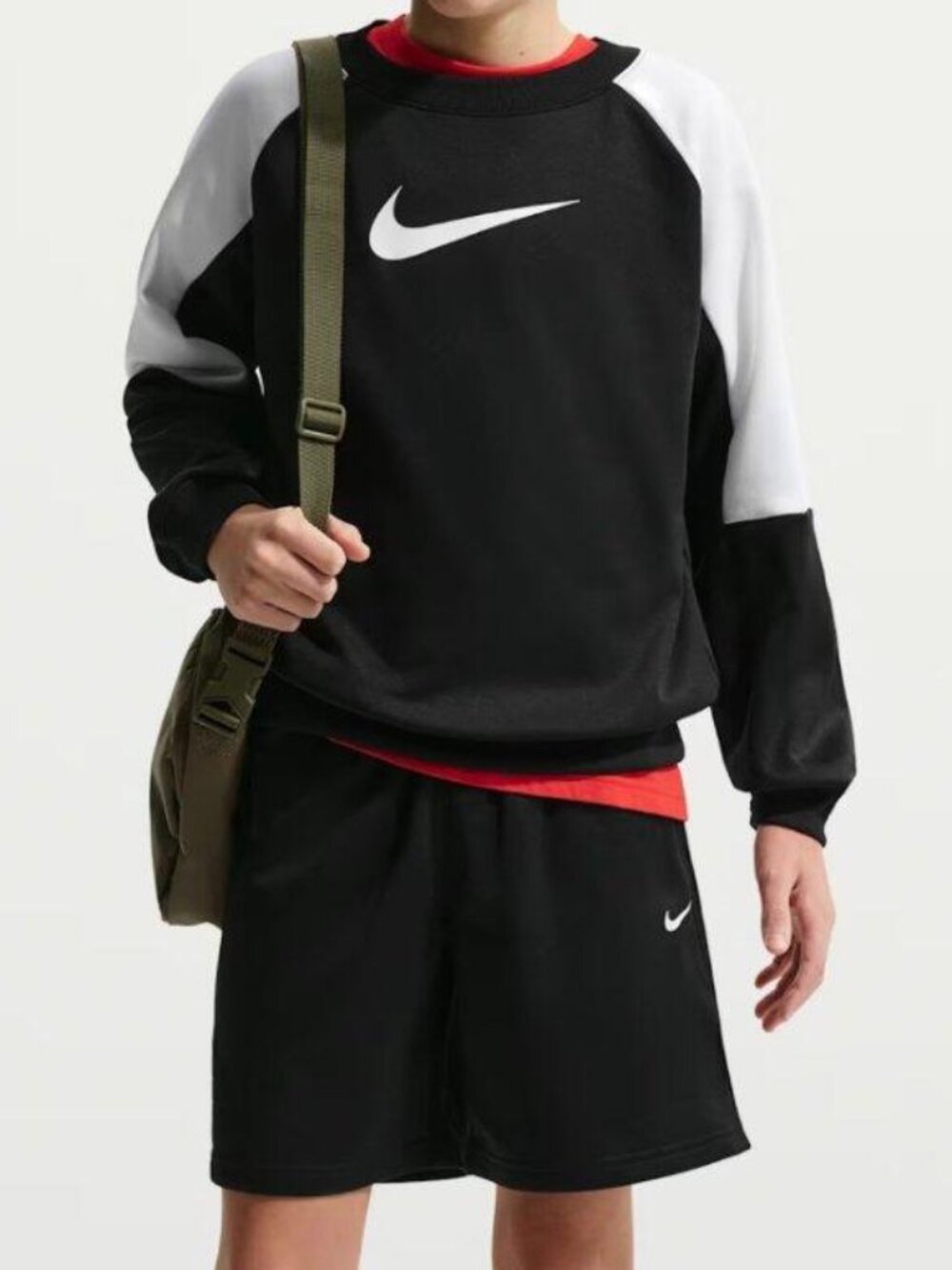 Nike Sportswear Big Kids' Tracksuit Shorts Set Black/White Medium NWT